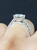 2.5ct Round Cut Diamond Antique Vintage Engagement Ring 14k White Gold Finish