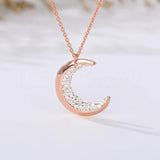 1ct Round Cut Moissanite Half Moon Cluster Pendant Chain 14k Yellow Gold Plated