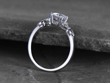 1.5ct Round Cut Diamond Engagement Ring Leaf Marquise Accent 14k White Gold Over