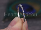 0.2ct Round Cut Simulated Blue Sapphire Half Eternity Band 14k White Gold Plated