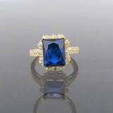 2ct Radiant Cut Blue Sapphire Engagement Ring 14k Yellow Gold Finish Solitaire