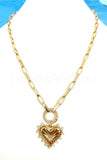 1ct Round Cut Moissanite Filled Paperclip Chain Pendant 14k Yellow Gold Plated