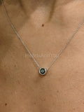 0.5ct Round Simulated Diamond Bezel Set Pendant with Chain 14k White Gold Plated