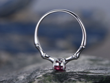 0.3ct Pear Cut Pink Ruby Engagement Ring Bamboo Design 14k White Gold Finish