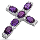 2ct Oval Cut Gemstones Diamond Holy Cross Pendant 14k White Gold Finish NO CHAIN