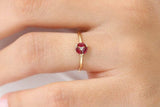 0.4ct Engagement Ring Marquise Cut Ruby Cluster Minimalist 14k YellowGold Finish