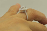4Ct Oval Cut Diamond Solitaire Engagement Double Halo Ring 14K White Gold Finish