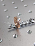 1ct Round Cut Simulated Morganite Curved Band Bridal Set 14k Rose Gold Plated