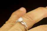 3Ct Round Cut VVS1 Diamond Marquise Accent Engagement Ring 14K White Gold Finish