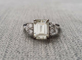 4Ct Emerald Cut Diamond Bridal Set Ring Pharaoh Crown Band 14K White Gold Finish