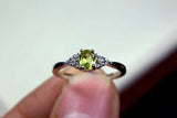 0.55ct Engagement Ring Oval Cut Peridot Dainty Minimalist 14k White Gold Finish