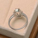 1.4ct Engagement Ring Oval Cut Peach Morganite Ballerina 14k White Gold Finish