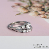 2ct Round Cut Diamond Engagement Ring 14k White Gold Finish 5 Stone Bridal Set