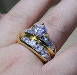 4ct Round Cut Diamond Engagement Ring 14k Yellow Gold Finish Bridal Set Promise
