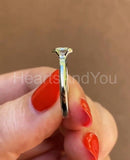 0.3ct Emerald Simulated Diamond Bezel Set Engagement Ring 14k White Gold Plated