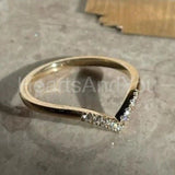 0.5ct Round Cut Moissanite Curved Stackable Wedding Band 14k Yellow Gold Plated