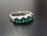 5ct Wedding Band Round Cut Green Emerald Half Eternity 14k White Gold Finish
