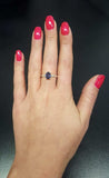 0.8ct Engagement Ring Oval Cut Blue Tanzanite Solitaire 14k White Gold Finish