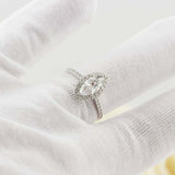 2ct Marquise Cut Diamond Engagement Ring Round Accents Halo 14k WhiteGold Finish