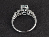2.4ct Oval Cut Blue Aquamarine Solitaire Split Shank Ring 14k White Gold Finish