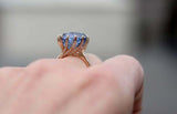 2ct Engagement Ring Round Cut Blue Tanzanite Crown Design 14k Rose Gold Finish