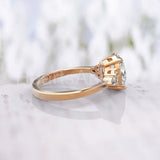 2ct Oval Simulated Diamond Round Petite Engagement Ring 14k Yellow Gold Plated