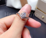 0.5ct Round Cut Moissanite Curved Women Engagement Ring 14k White Gold Plated