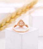 1ct Pear Cut Simulated Morganite Split Halo Engagement Ring 14k Rose Gold Plated
