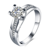 2Ct Round Cut Diamond Tension Solitaire with Accents Ring 14K White Gold Finish