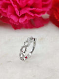0.3ct Round Cut Moissanite Hexagon Link Wedding Ring Band 14k White Gold Plated