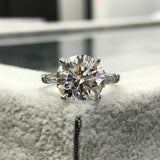 2.5Ct Round Cut Diamond Baguette Accents Engagement Ring 14K White Gold Finish