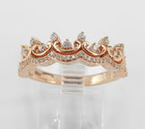 3ct Round Cut Diamond Princess Queen Crown Engagement Ring 14k Rose Gold Finish