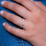 0.1ct Round Cut Moissanite Minimalist Women Wedding Band 14k Yellow Gold Plated