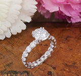 Bridal Set Engagement Ring 2.5ct Round Cut VVS1D Diamond 14k White Gold Finish