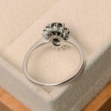 1.5ct Engagement Ring Oval Cut Black Diamond Floral Halo 14k White Gold Finish