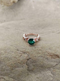 1.2ct Engagement Ring Round Cut Green Emerald Infinity Wave 14k Rose Gold Finish