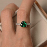 2.2ct Engagement Ring Trillion Cut Emerald Diamond Accent 14k White Gold Finish