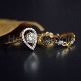 0.1ct Round Cut Moissanite Eternity Wave Curved Women Band 14K YellowGold Plated
