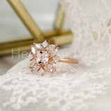 2ct Cushion Cut Simulated Morganite Cocktail Engagement Ring 14k RoseGold Plated