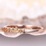 1ct Round Cut Yellow Citrine Half Eternity Wedding Band Ring 14k RoseGold Finish