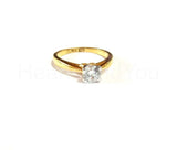 0.3ct Round Moissanite 4 Prong Solitaire Engagement Ring 14k Yellow Gold Plated