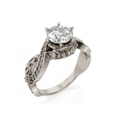 1.8ct Round Cut Diamond Engagement Ring 14k White Gold Finish Infinity Vintage