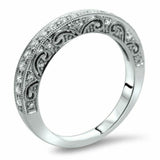 3ct Round Cut Diamond Vintage Wedding Band Ring Women 14K White Gold Finish