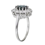 2.5ct Oval Cut Blue Sapphire Engagement Ring Halo Solitaire 14k White Gold Over