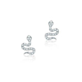 0.5ct Round Cut VVS1D Diamond Snake Design Stud Earrings 14k White Gold Finish