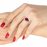 2.4ct Round Cut Pink Ruby Engagement Ring Floral Cocktail 14k Rose Gold Finish