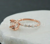 1ct Round Cut Simulated Morganite Solitaire with Accent Ring 14k RoseGold Plated