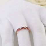 1ct Marquise Cut Alternate Pink Ruby Diamond Wedding Band 14k Rose Gold Finish