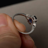 1ct Oval Cut Blue Sapphire Promise Solitaire Engagement Ring 14k White Gold Over