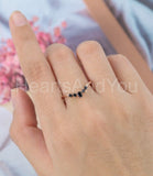 0.4ct Pear Simulated Black Diamond Minimalist Wedding Band 14k YellowGold Plated
